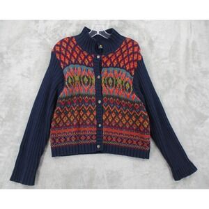 Vintage Liz Claiborne Sweater Large Cardigan Western Aztec Button Southwestern